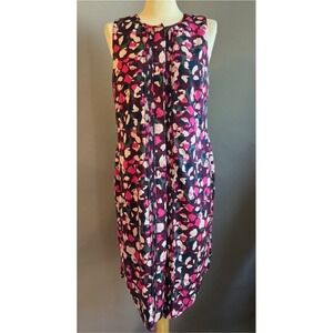 Banana Republic‎ Shift Dress Womens 10P Petites Navy Blue Floral Sleeveless